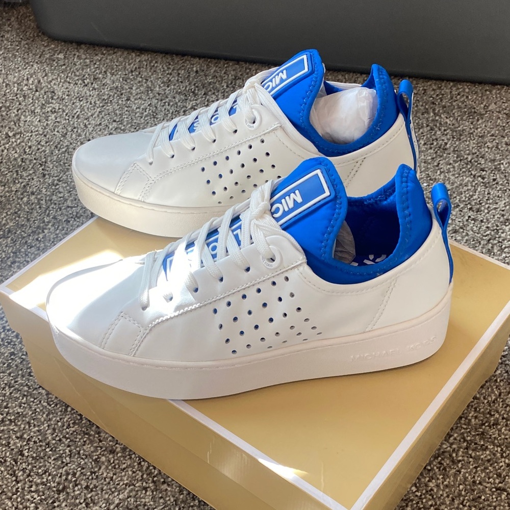 Michael Kors White and Blue Women's Sneakers - Picture 7 of 8